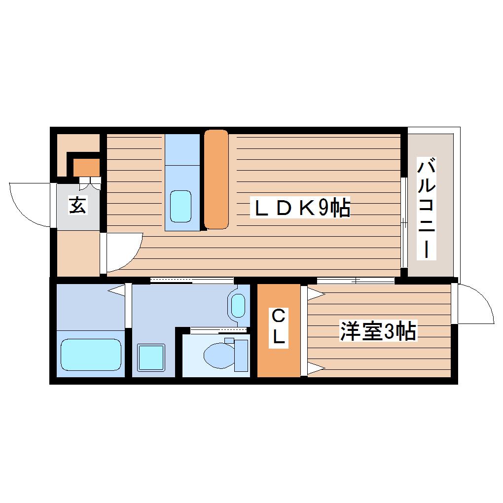 エスポワールII(1LDK/2階)の間取り写真