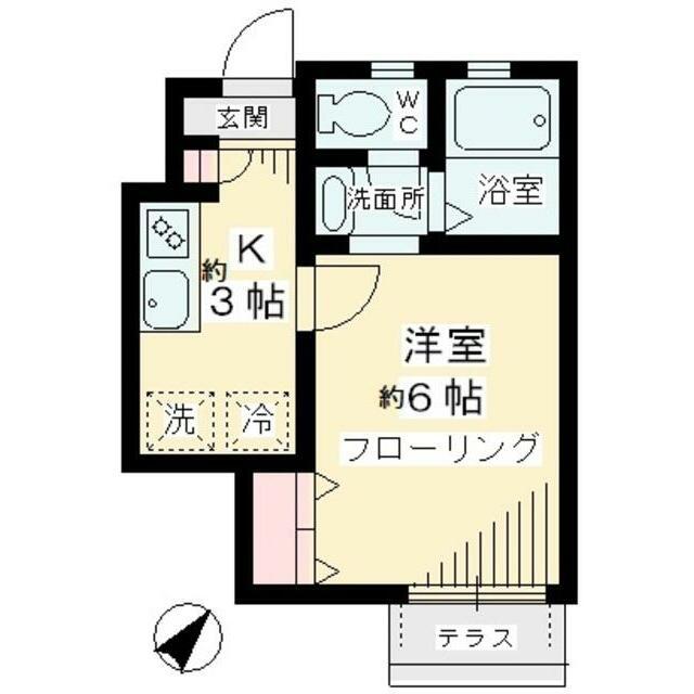 グリシーヌ経堂A棟(1K/1階)の間取り写真