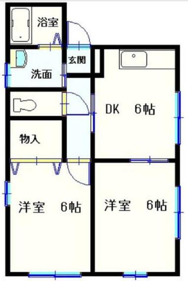 コーポアンデス2(2DK/1階)の間取り写真