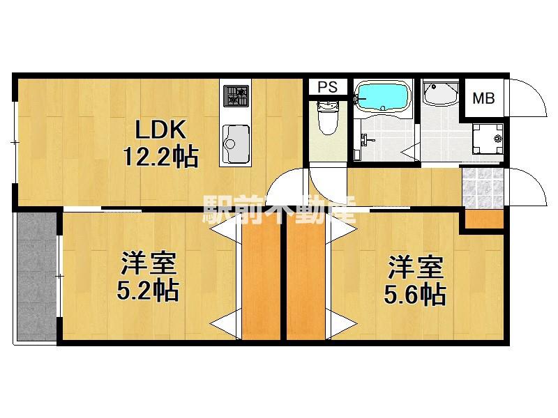 ロイズ・プレシア多々良東(2LDK/2階)の間取り写真