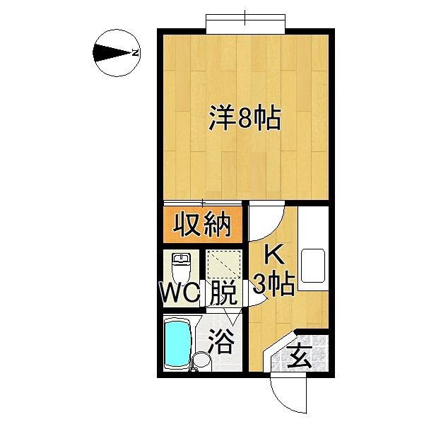 イーストキャッスル(1K/2階)の間取り写真