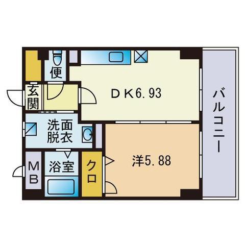 ローヤルマンション博多駅前(1DK/7階)の間取り写真