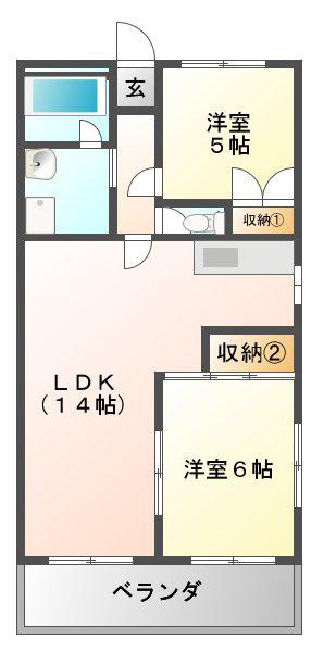 ファイン住吉I(2LDK/2階)の間取り写真