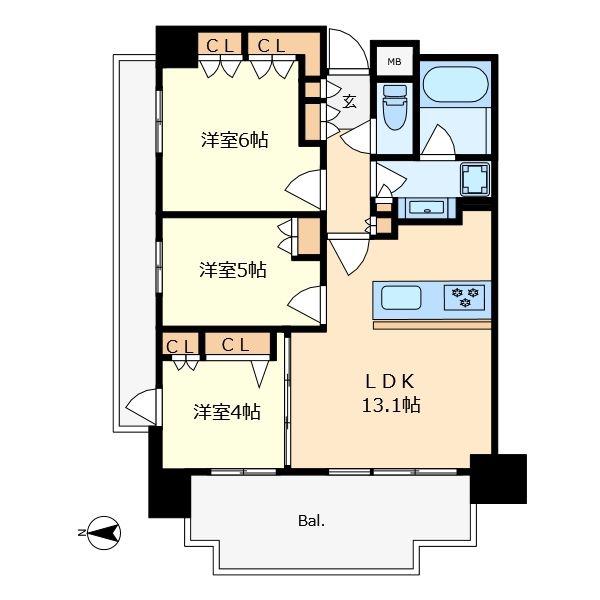 アーデルグラン国立(3LDK/2階)の間取り写真