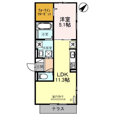 シェソワ フルール(1LDK/1階)の間取り写真
