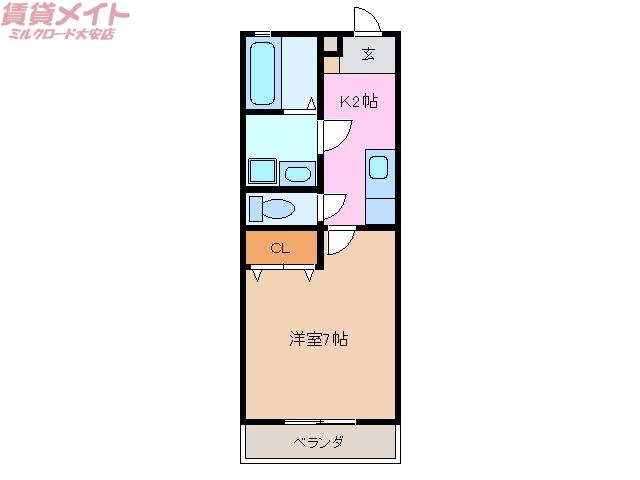 サンフォレスト24(1K/2階)の間取り写真
