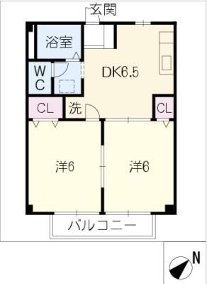 ハイネス早川(2DK/2階)の間取り写真