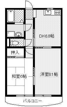 サンフラワーI(2DK/2階)の間取り写真