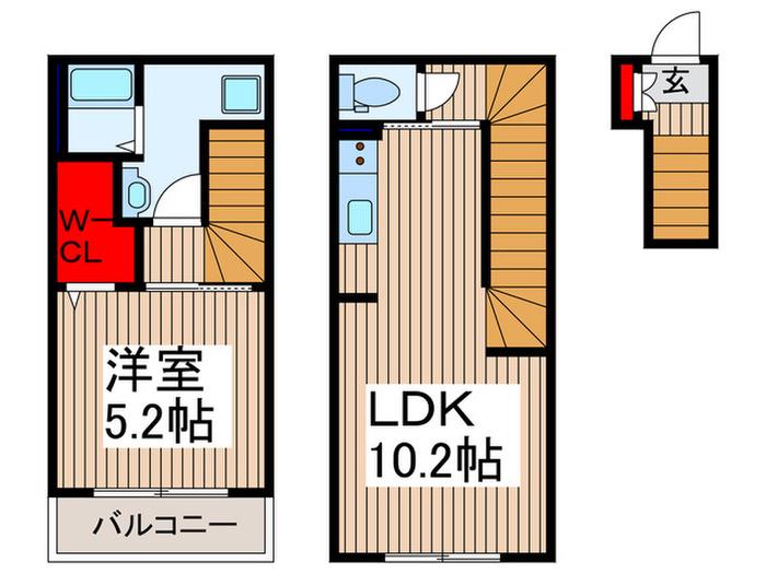MELDIA岩槻II(1LDK/2階)の間取り写真