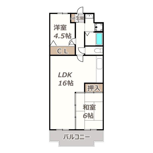クレセントコート(2LDK/3階)の間取り写真