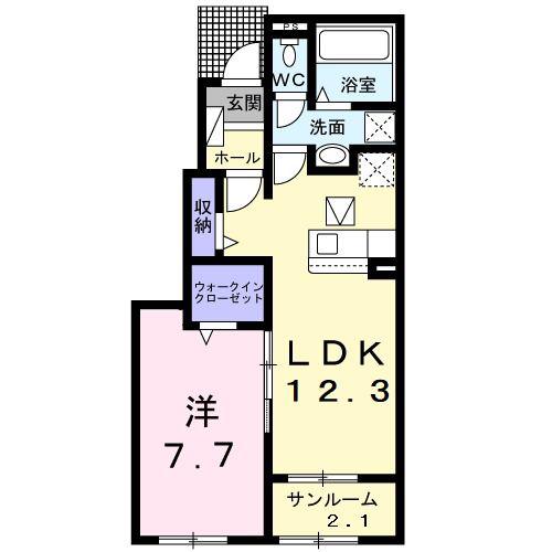メゾン ソレイユ(1LDK/1階)の間取り写真