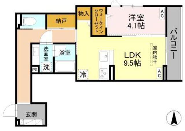 SAMPO(1LDK/3階)の間取り写真