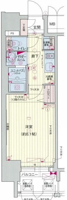プレサンス東別院駅前(1K/2階)の間取り写真