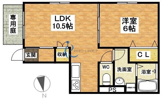 FINE SQUARE喜連(1LDK/1階)の間取り写真