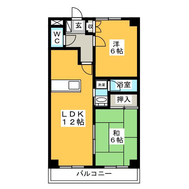 インペリアルハイツ ハル(2LDK/1階)の間取り写真
