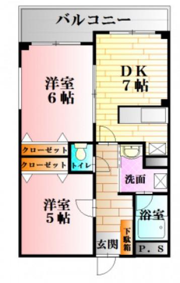 リヴァージュ杉広(2DK/1階)の間取り写真