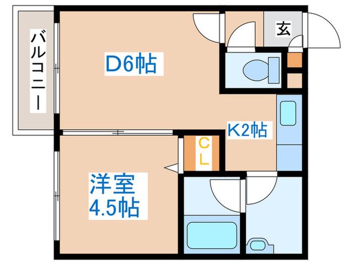 セントポーリアブライト(1DK/2階)の間取り写真