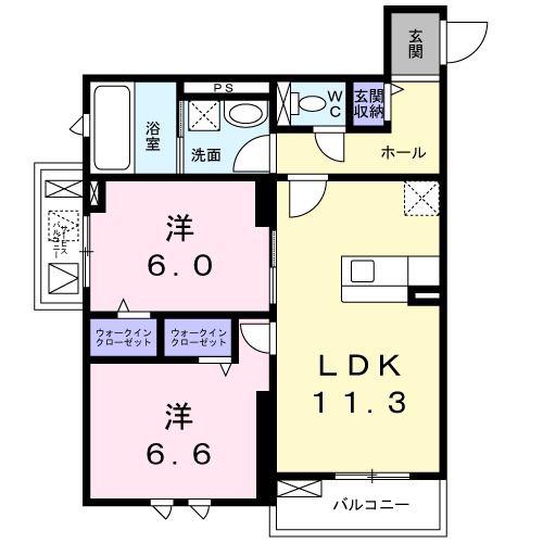 ピュアコートVII(2LDK/2階)の間取り写真