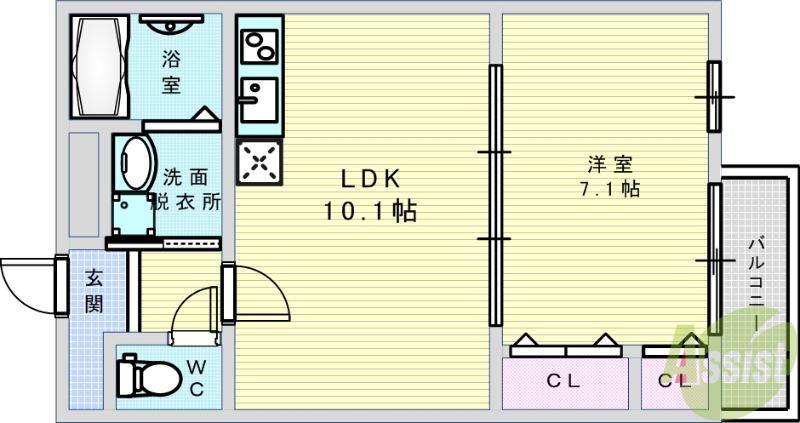 フジパレス池田石橋III番館(1LDK/2階)の間取り写真