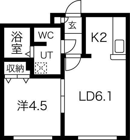 クレエボヌール(1LDK/2階)の間取り写真