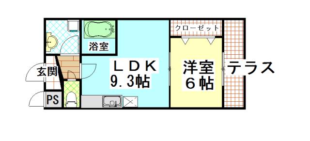 アクティブ オクダ(1LDK/1階)の間取り写真