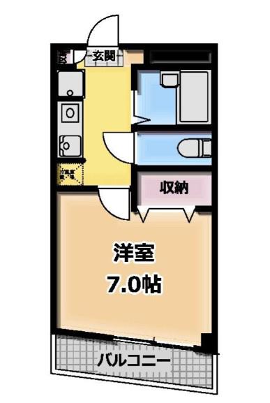 カスティーロ上池台(1K/3階)の間取り写真
