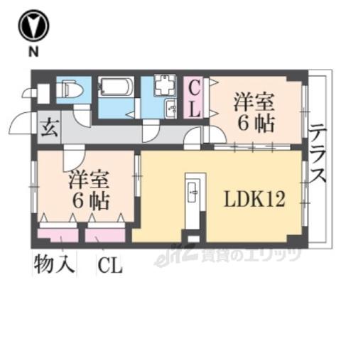 GRAND CHARIOT(2LDK/1階)の間取り写真
