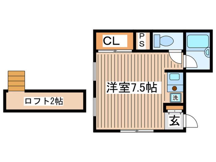 バウハウス(ワンルーム/2階)の間取り写真