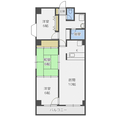 シャトレーヌ豊平(3LDK/3階)の間取り写真