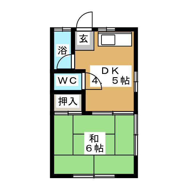 橋本コーポ C(1DK/2階)の間取り写真