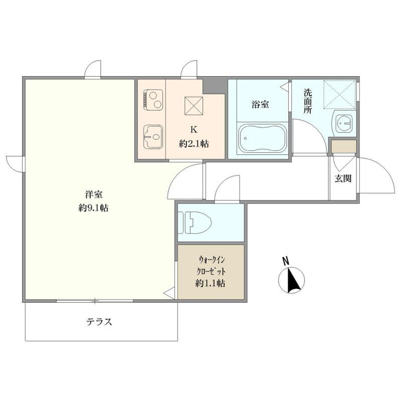 エスコート山根(1K/1階)の間取り写真