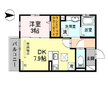 シャルム総持寺(1LDK/1階)の間取り写真