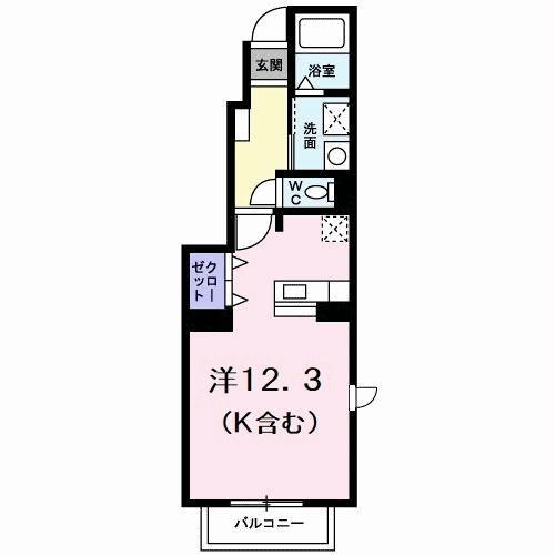 ルミナス藍住 A・B(ワンルーム/1階)の間取り写真