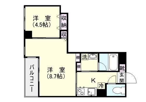 サンティア中央町(2K/6階)の間取り写真