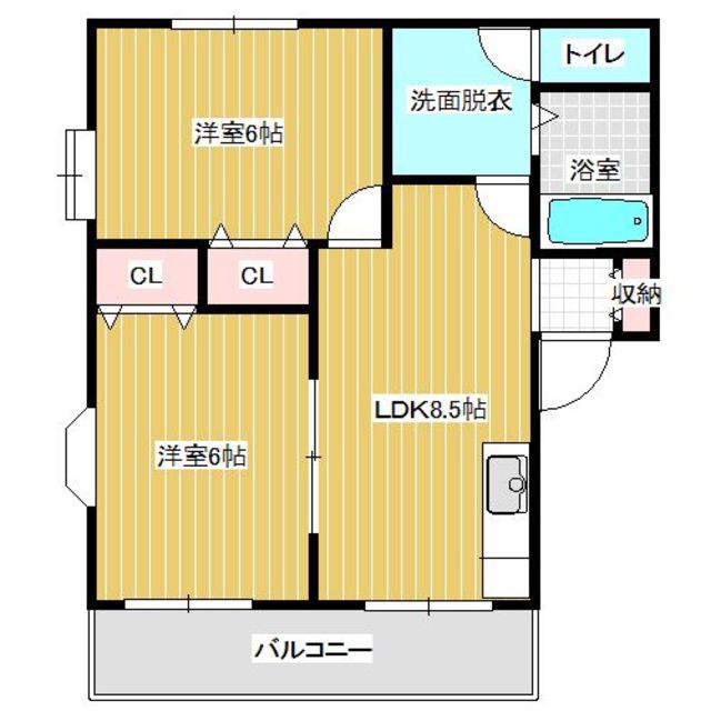 メゾンプリミエール I(2DK/2階)の間取り写真
