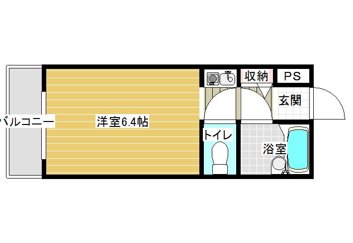 ヴィクトリアコート旭ヶ丘(1K/2階)の間取り写真