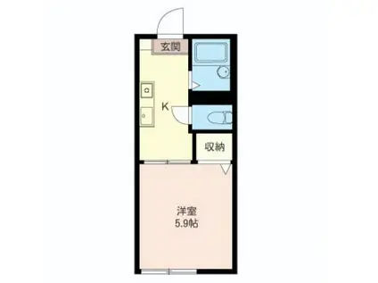 ホープヒル(1K/1階)の間取り写真