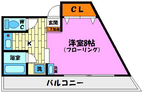 ハイツMOMO(1K/2階)の間取り写真
