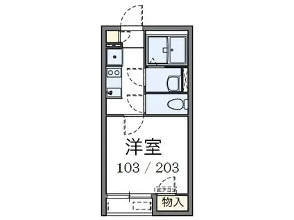 百合II(1K/1階)の間取り写真