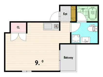 22番館(1K/2階)の間取り写真