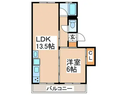 藤が丘団地7号棟(1LDK/4階)の間取り写真