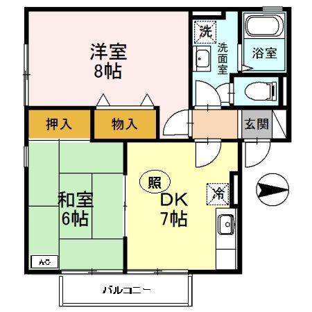 ユウハイツ・山崎(1LDK/2階)の間取り写真