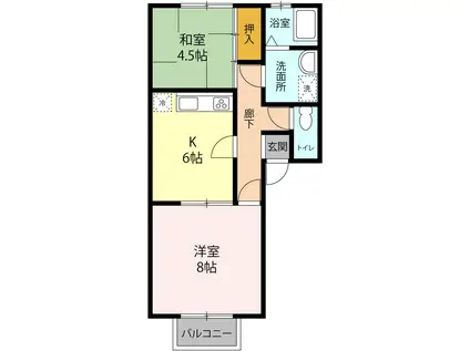 JR境線 弓ケ浜駅 徒歩2分 2階建 築30年(2DK/2階)の間取り写真