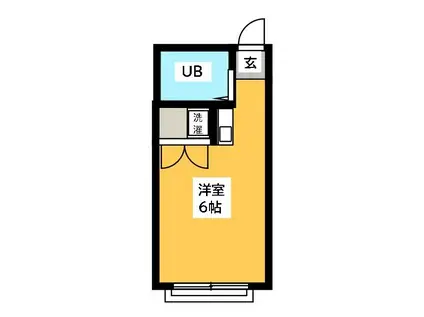 マロンハイツB棟(ワンルーム/2階)の間取り写真