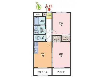 ラ・プラージュ(2DK/1階)の間取り写真