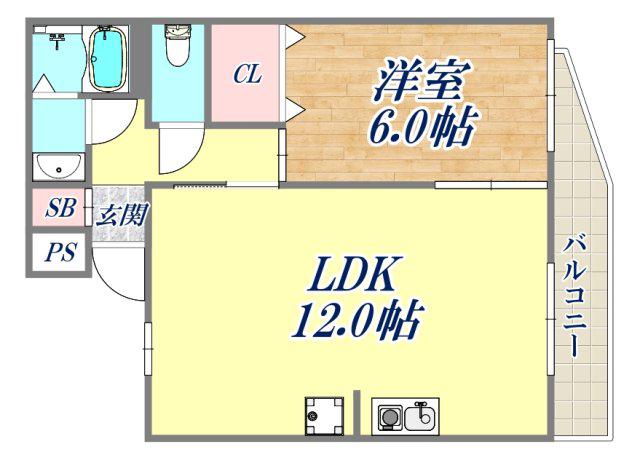 ミスターK北武庫之荘(1LDK/1階)の間取り写真