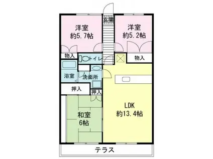 コーナス・ガーデンB棟(3LDK/2階)の間取り写真