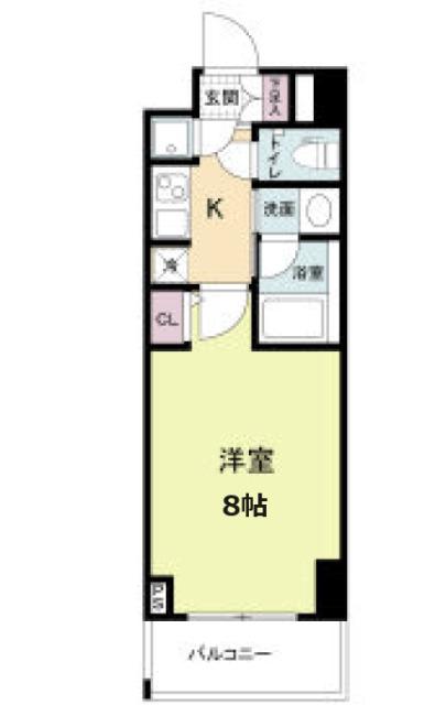 QCフラット北堀江(1K/9階)の間取り写真