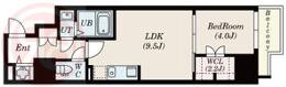 ドゥーエ南堀江(1LDK/9階)の間取り写真