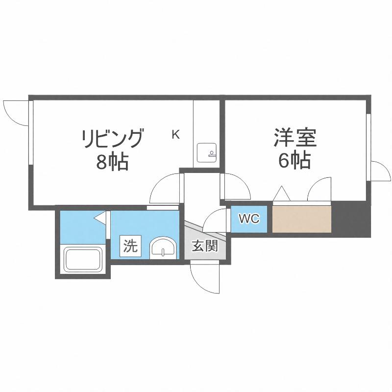 月寒パークヴィラ(1LDK/2階)の間取り写真